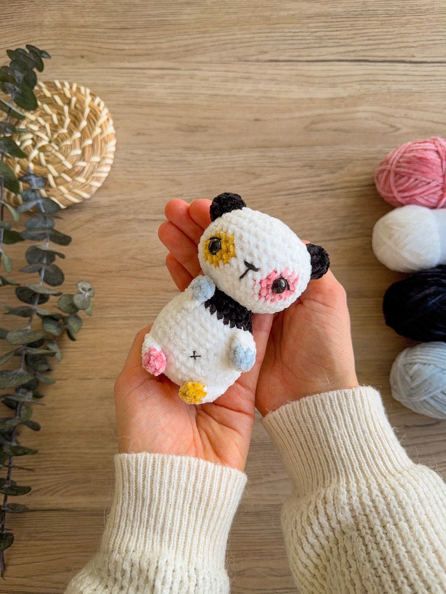 Colorful panda bear Amigurumi PDF crochet pattern