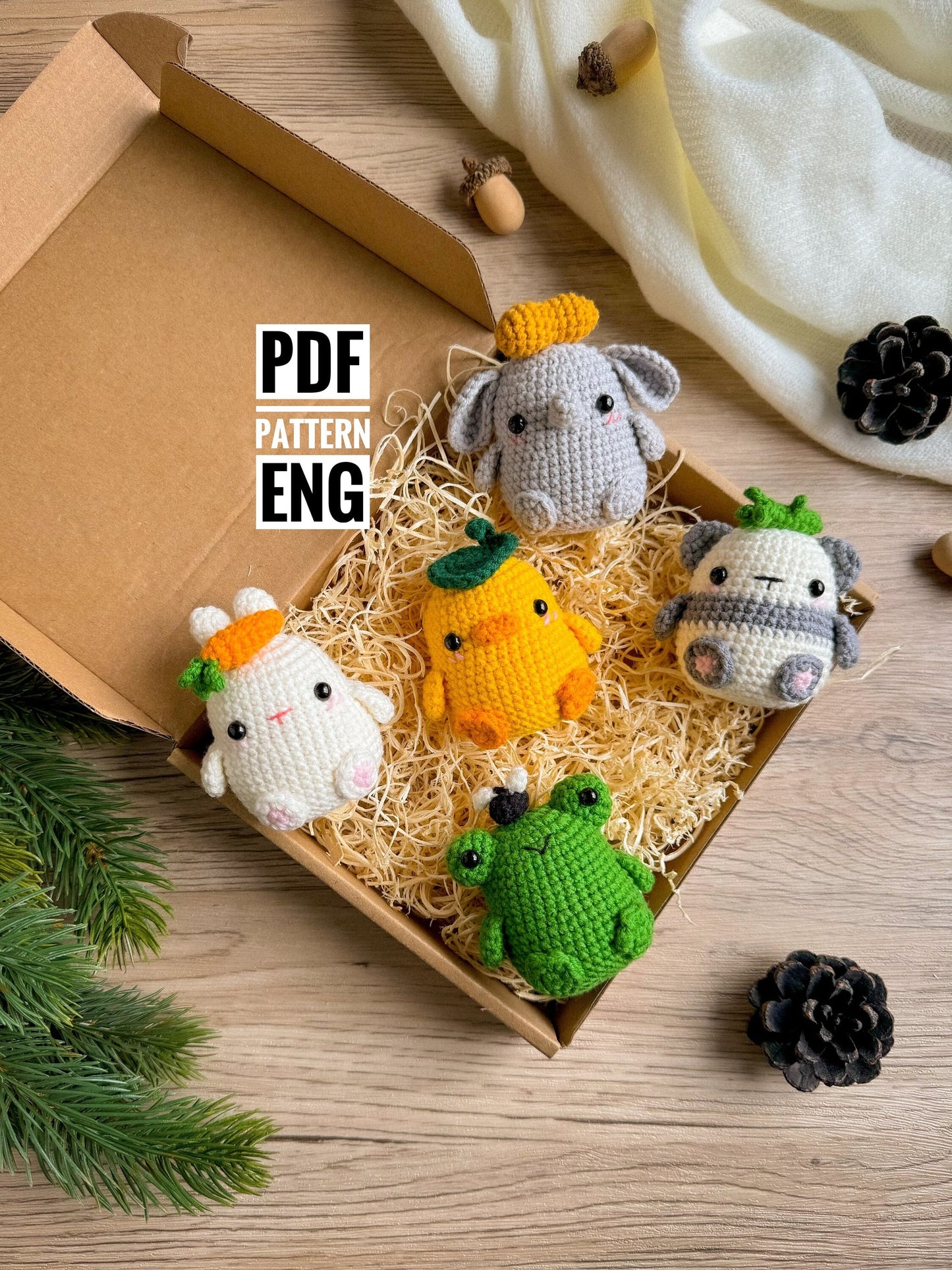 PDF Pocket Friends Set of 5 Amigurumi Patterns | Mini Amigurumi Pattern bundle