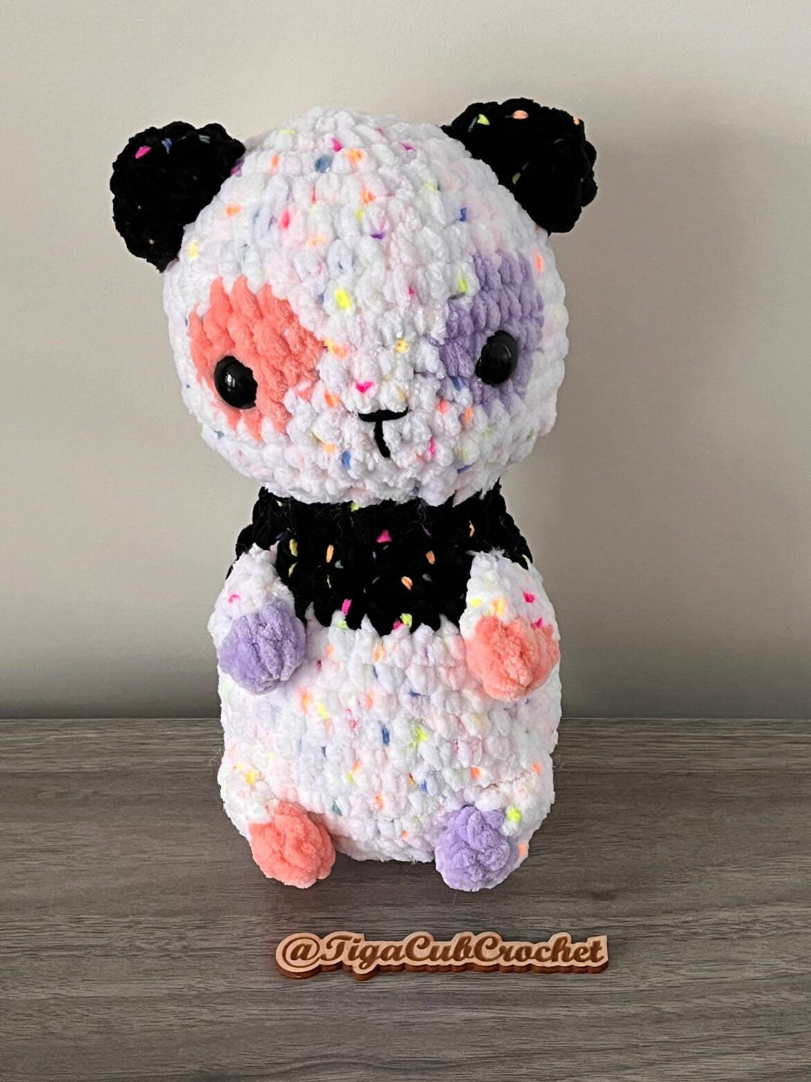 Colorful panda bear Amigurumi PDF crochet pattern