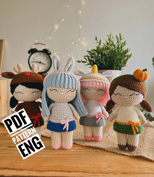 PDF Dolls Set of 4 Amigurumi Patterns
