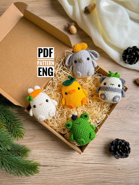 PDF Pocket Friends Set of 5 Amigurumi Patterns | Mini Amigurumi Pattern bundle