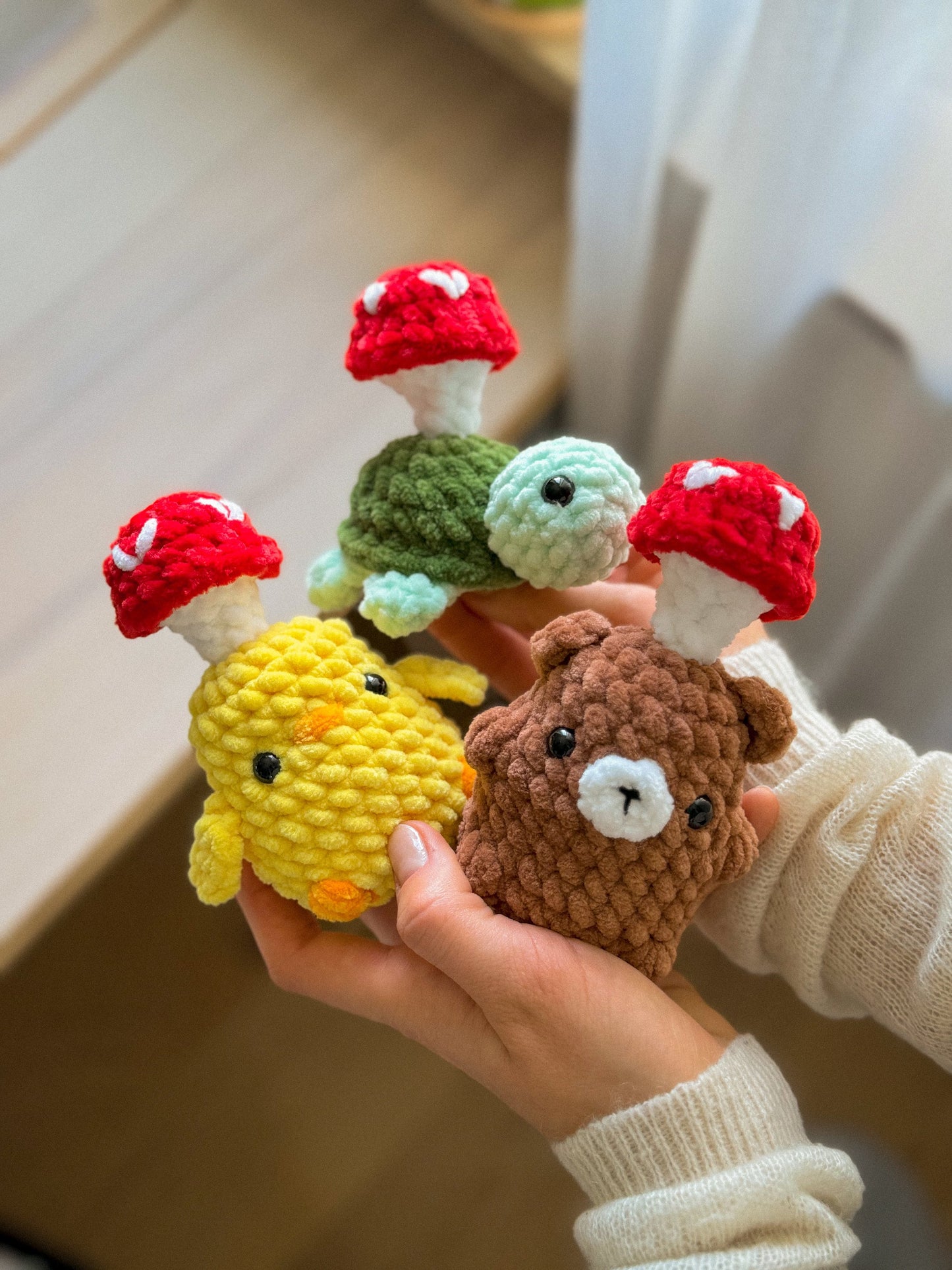 PDF Mushroom friends, Set of 3 Amigurumi Patterns, Amigurumi Pattern bundle