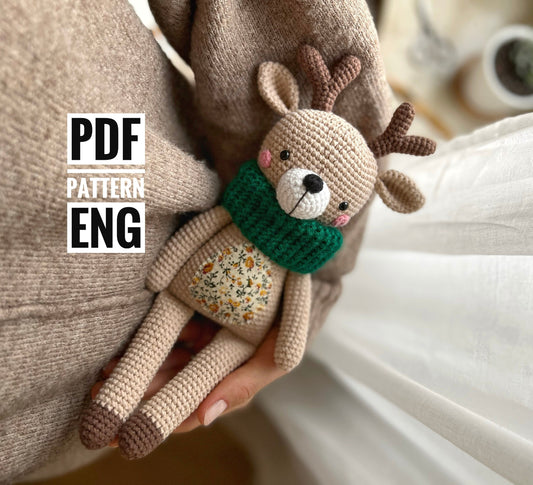 Deer Devin Reindeer Crochet Amigurumi Pattern – Festive PDF Tutorial