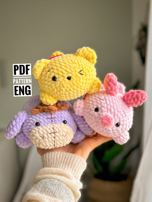 Winnie Pooh Amigurumi Crochet Pattern Bundle – 3 in 1 PDF Set